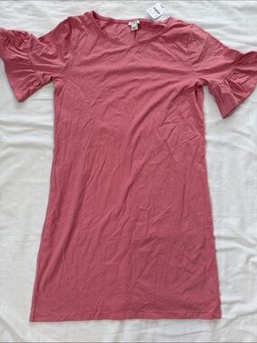 J Crew Pink Ruffle Sleeve Women's Dress